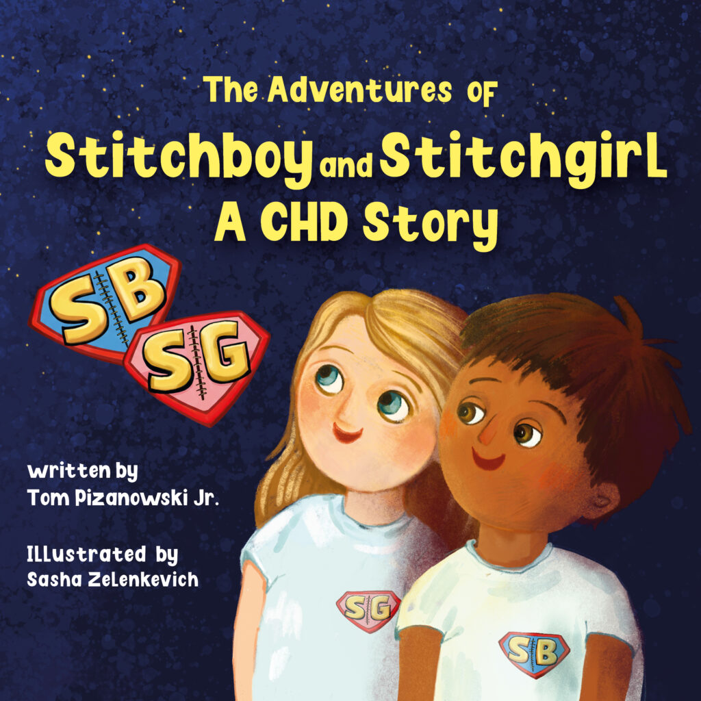 Cover of a children's book featuring Stitchboy and Stitchgirl.